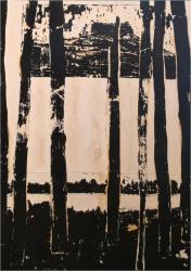 Black And White Abstract Painting With Vertical Stripes